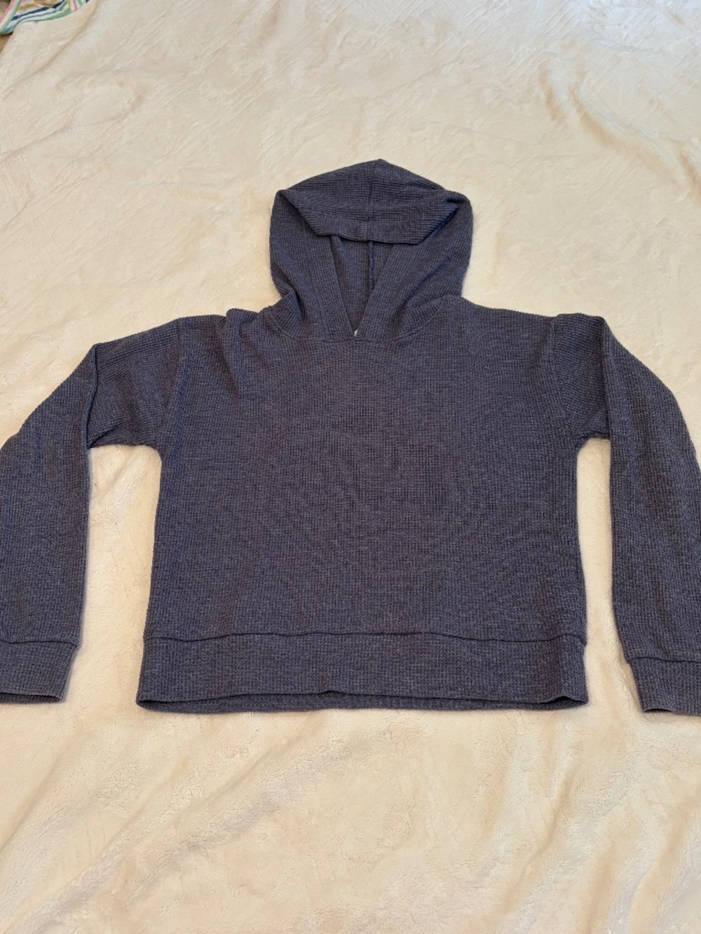 Splendid blue waffle knit long sleeve hoodie shirt size: 10